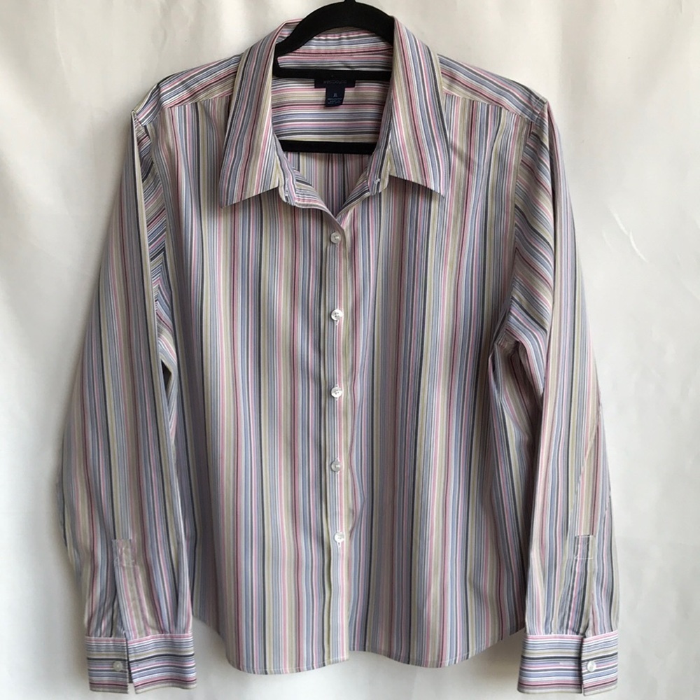 Westbound pastel vertical striped dress shirt, size XL